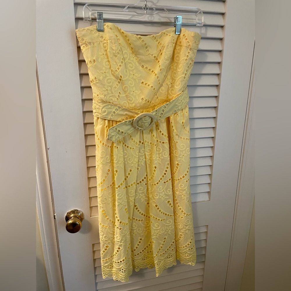 Yellow eyelet dress